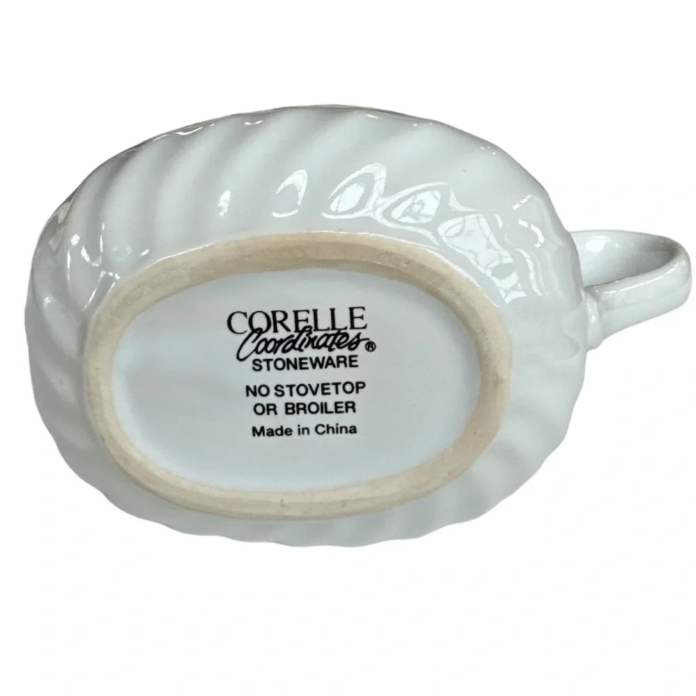 Corning Corelle Pink Trio Gravy Boat White Pink Swirl Pattern